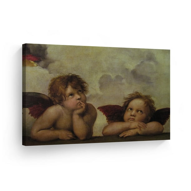 ARTCANVAS Sistine Madonna Two Angels Detail Rectangular Canvas Art Print Raphael
